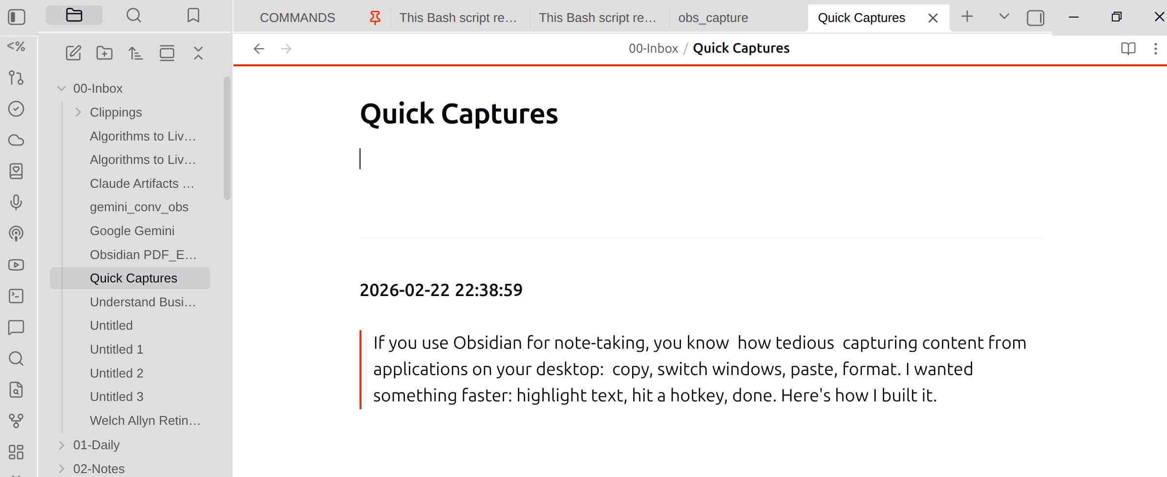 Building a Quick Capture Tool for Obsidian on Linux